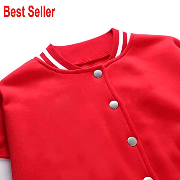 Faux Leather Baseball Bomber Jacket Crop Button Closure Casual Streetwear - Picture 4 of 6